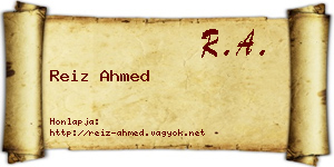 Reiz Ahmed névjegykártya